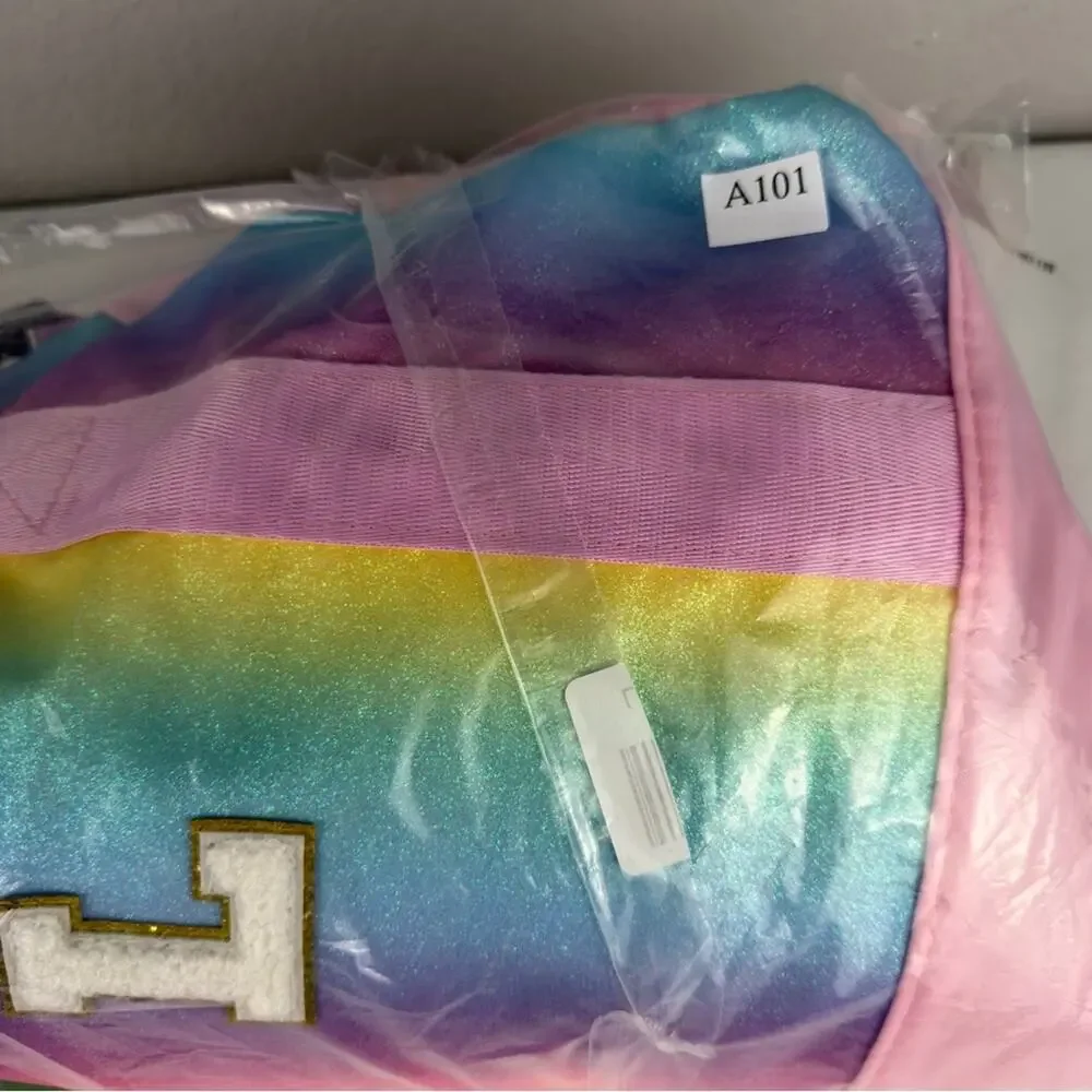 NWOT Colorful Kids Duffle Bag w shoe compartment with Initial L